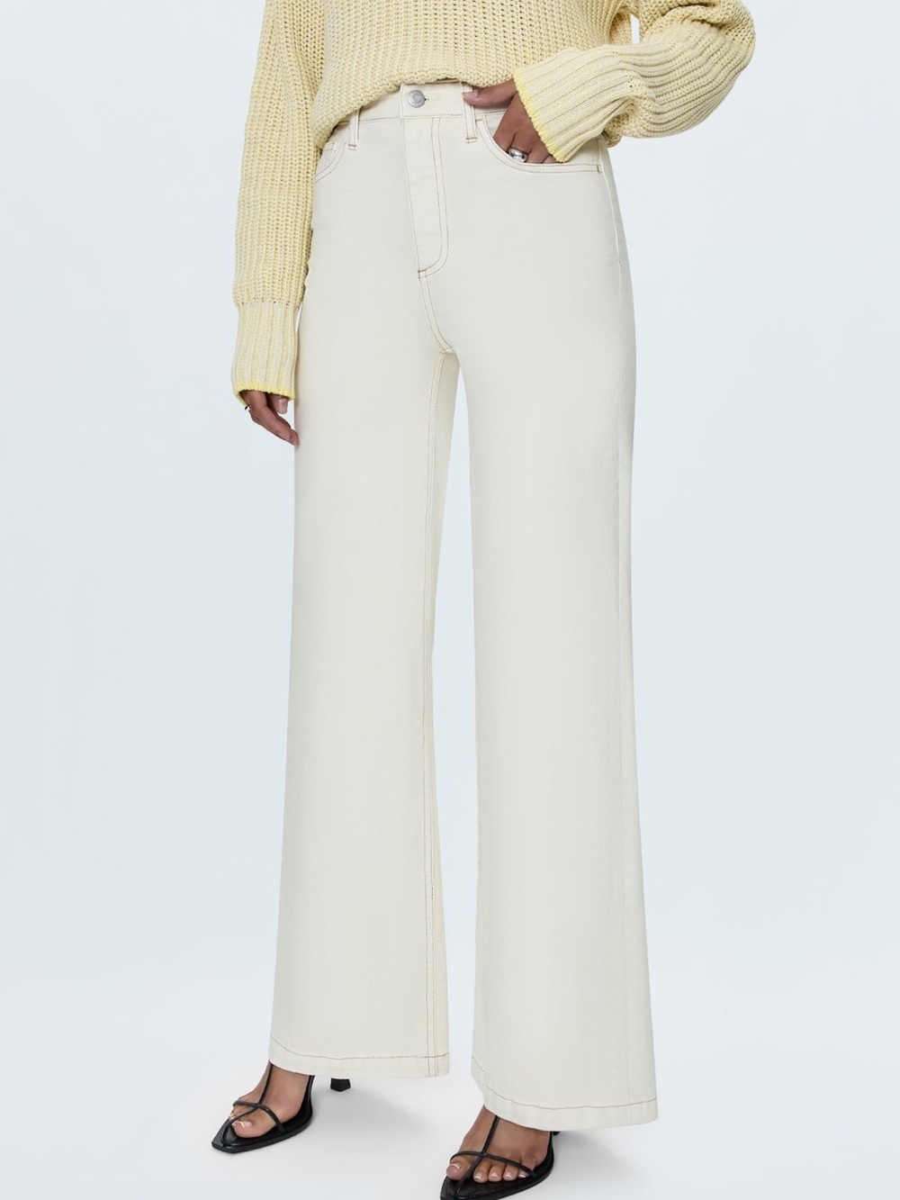 Pistola High-Rise Wide Leg Jeans in Cream